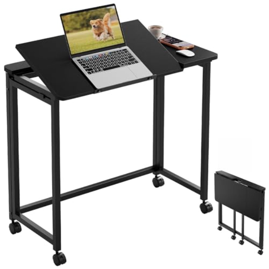 Home Office Desk - Folding Desk with Wheels 31.5 Inch