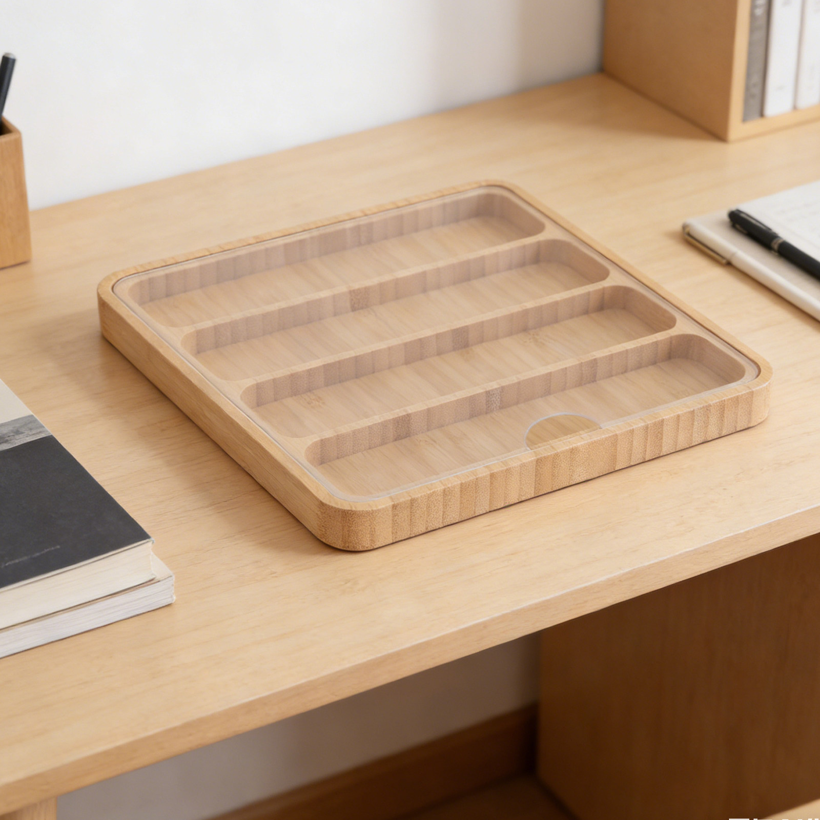 Home Office Box - Bamboo Watch Band Storage Box with