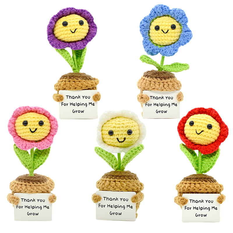 Plant Desk Mini - PlantSeries PositiveEnergy Sunflower Crochet Doll Handmade