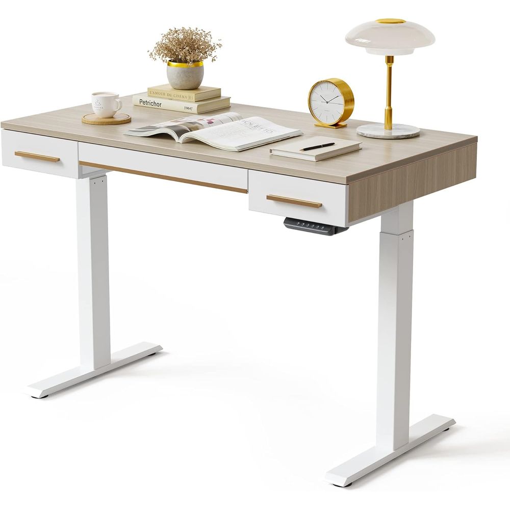 Home Office Desk - Electric Standing Desk, 3 Drawers, 48