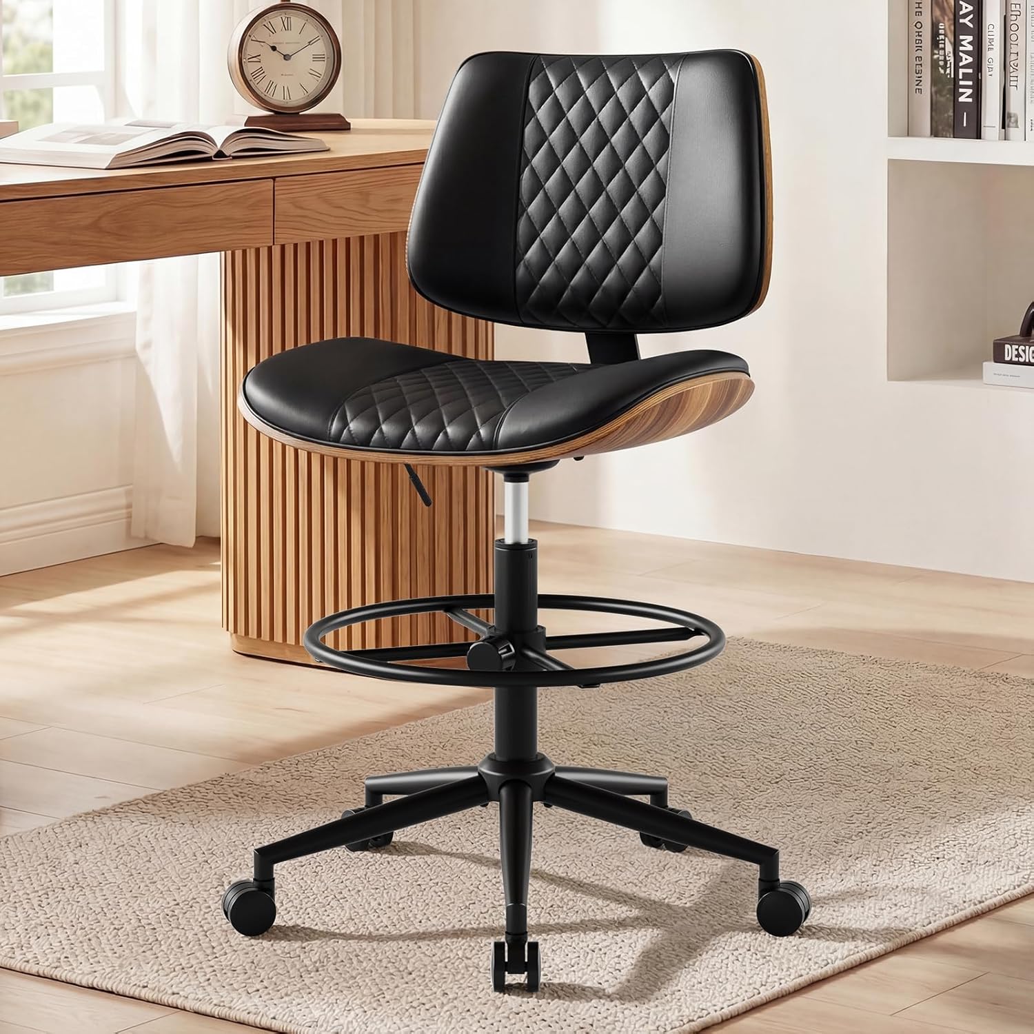 Ergonomic Office Chair - Drafting Chair with Adjustable Footrest, Tall