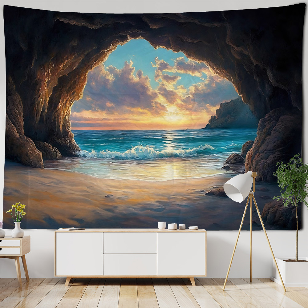 Sea view oil painting tapestry - Home Office With View บทวิจารณ์และราคา