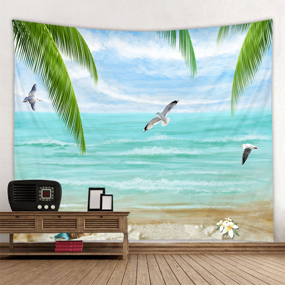 Sea view oil painting tapestry - Home Office With View บทวิจารณ์และราคา