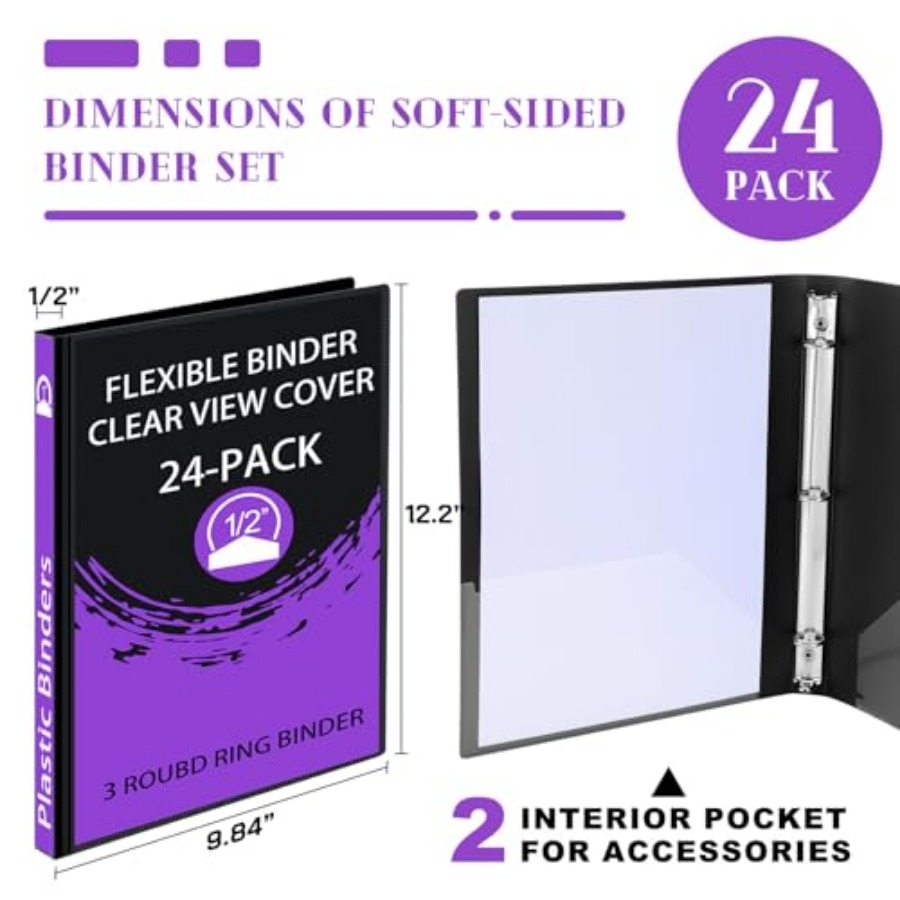 24 Pcs 3 Ring Plastic Binders  - Home Office With View บทวิจารณ์และราคา
