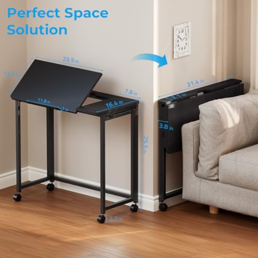 Folding Desk with Wheels 31.5  - Home Office Desk บทวิจารณ์และราคา