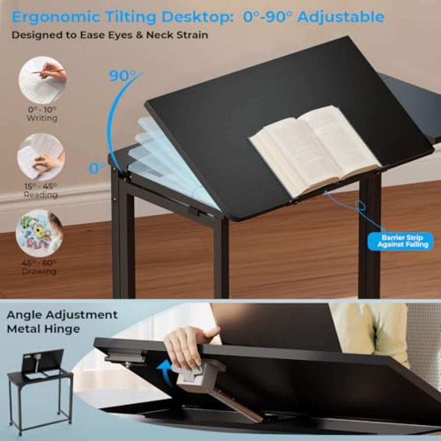 Folding Desk with Wheels 31.5  - Home Office Desk บทวิจารณ์และราคา
