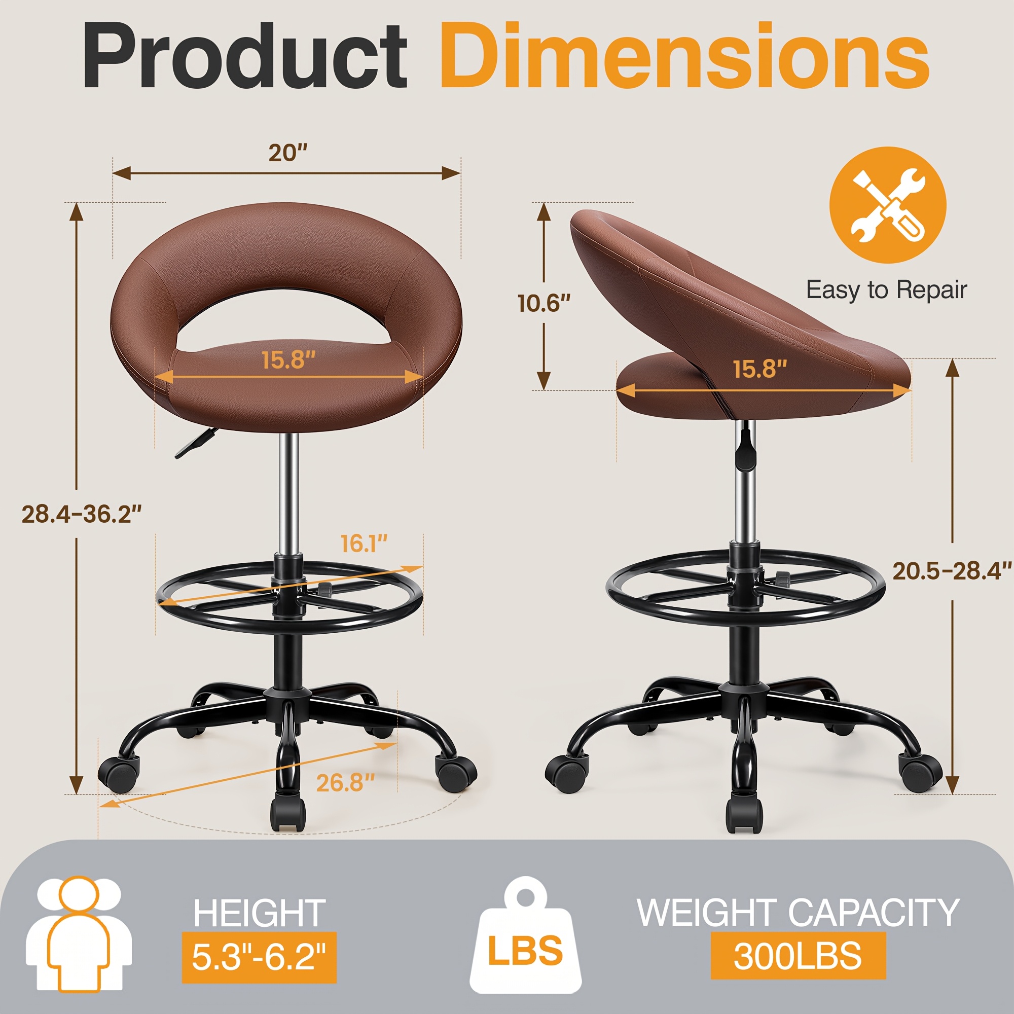 Ergonomic Drafting Chair - PU  - Ergonomic Office Chair บทวิจารณ์และราคา