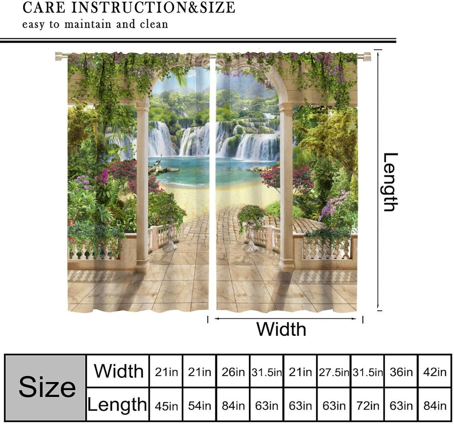 3D Waterfall Curtain Tropical  - Home Office With View บทวิจารณ์และราคา