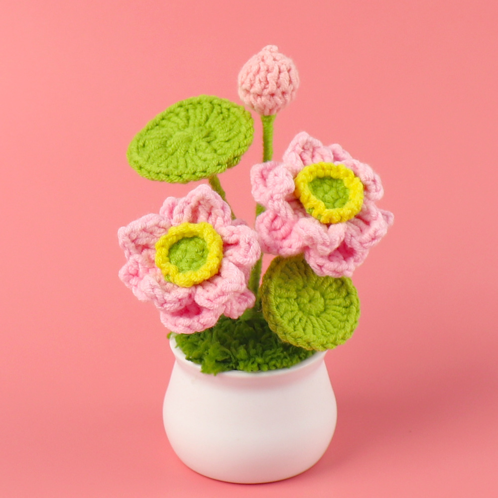 1pc Finished Crochet Lotus Min - Plant Desk Mini บทวิจารณ์และราคา