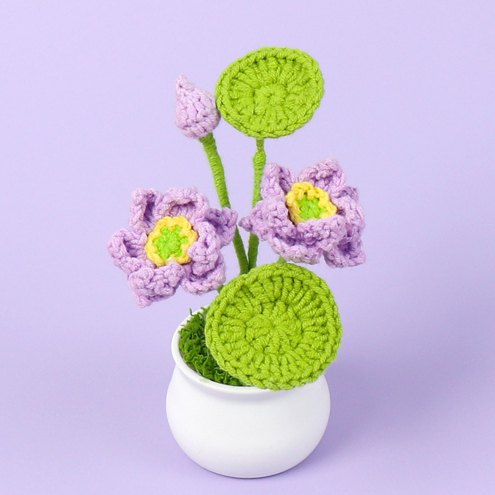 1pc Finished Crochet Lotus Min - Plant Desk Mini บทวิจารณ์และราคา