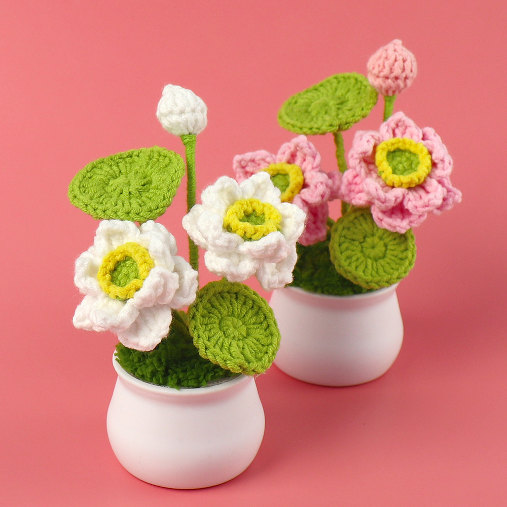 1pc Finished Crochet Lotus Min - Plant Desk Mini บทวิจารณ์และราคา