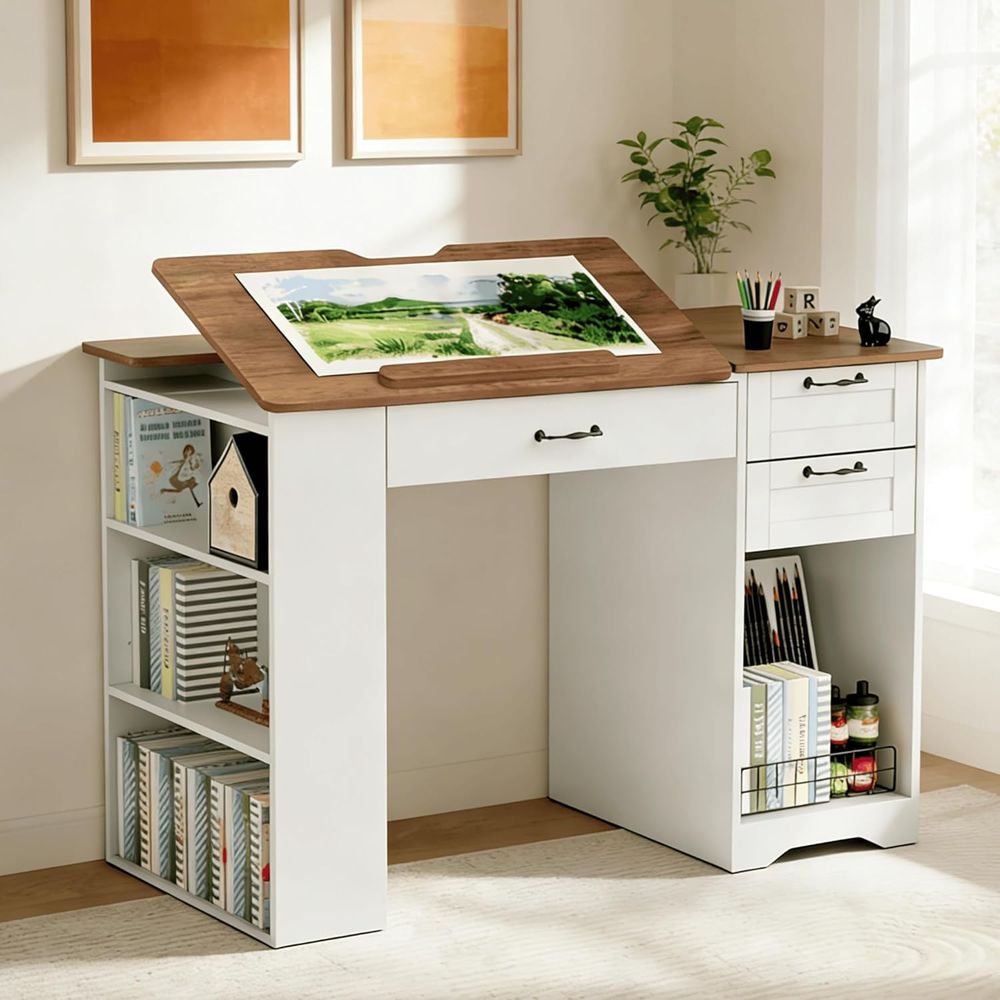 Adjustable Desk with Storage a - Home Office Desk บทวิจารณ์และราคา
