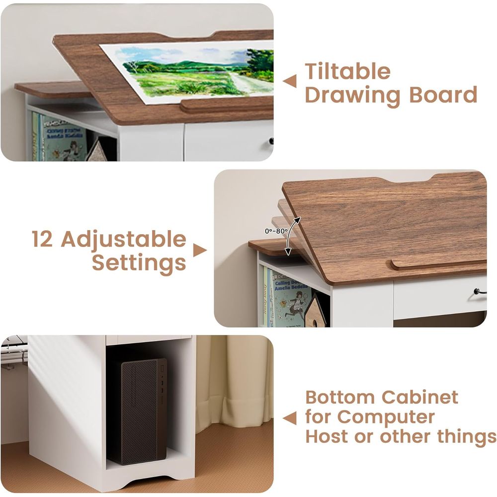 Adjustable Desk with Storage a - Home Office Desk บทวิจารณ์และราคา