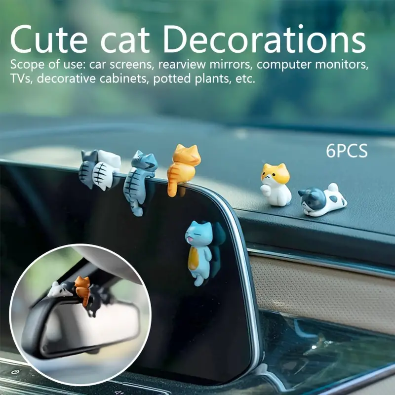 6pcs PVC Cartoon Cat Figurines - Plant Desk Mini บทวิจารณ์และราคา