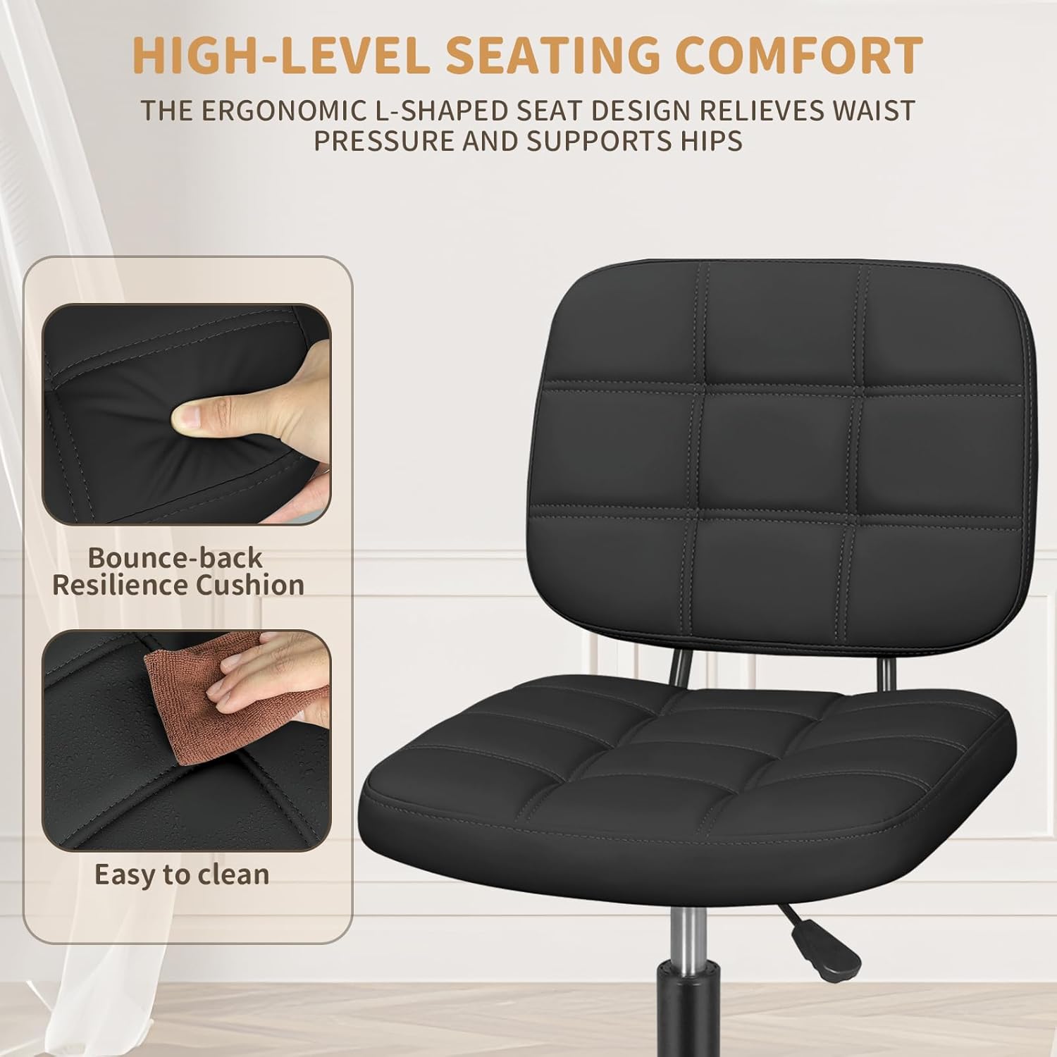Armless Home Office Desk Chair - Ergonomic Office Chair บทวิจารณ์และราคา