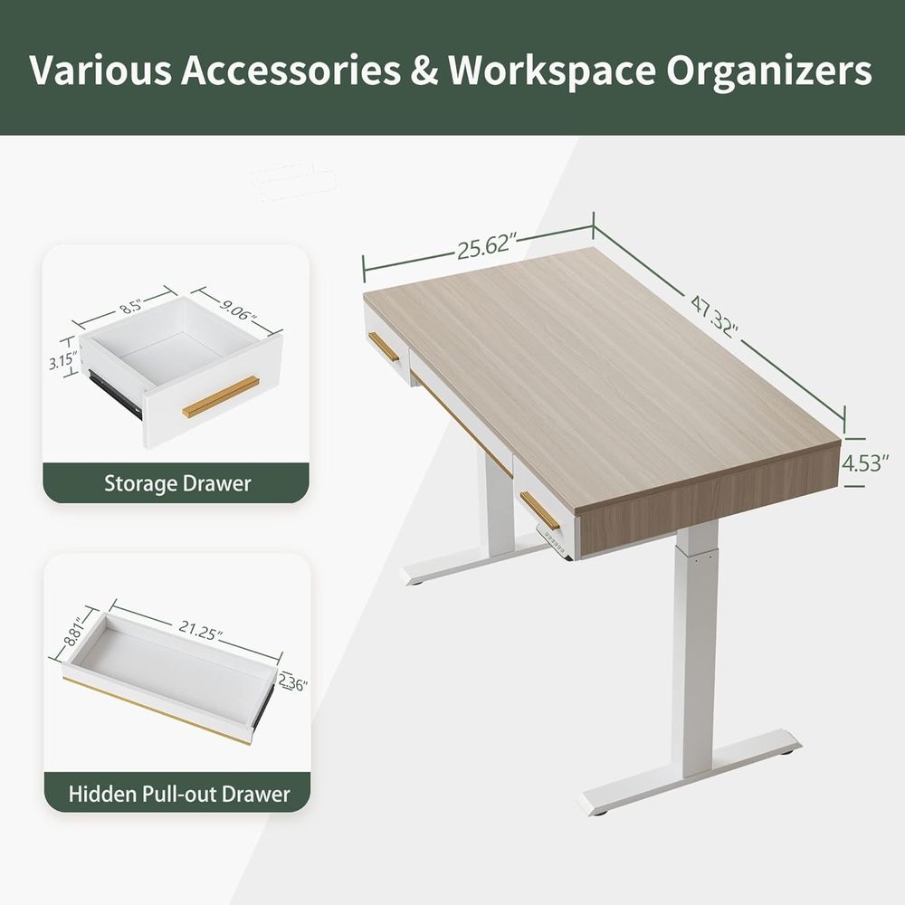 Electric Standing Desk, 3 Draw - Home Office Desk บทวิจารณ์และราคา