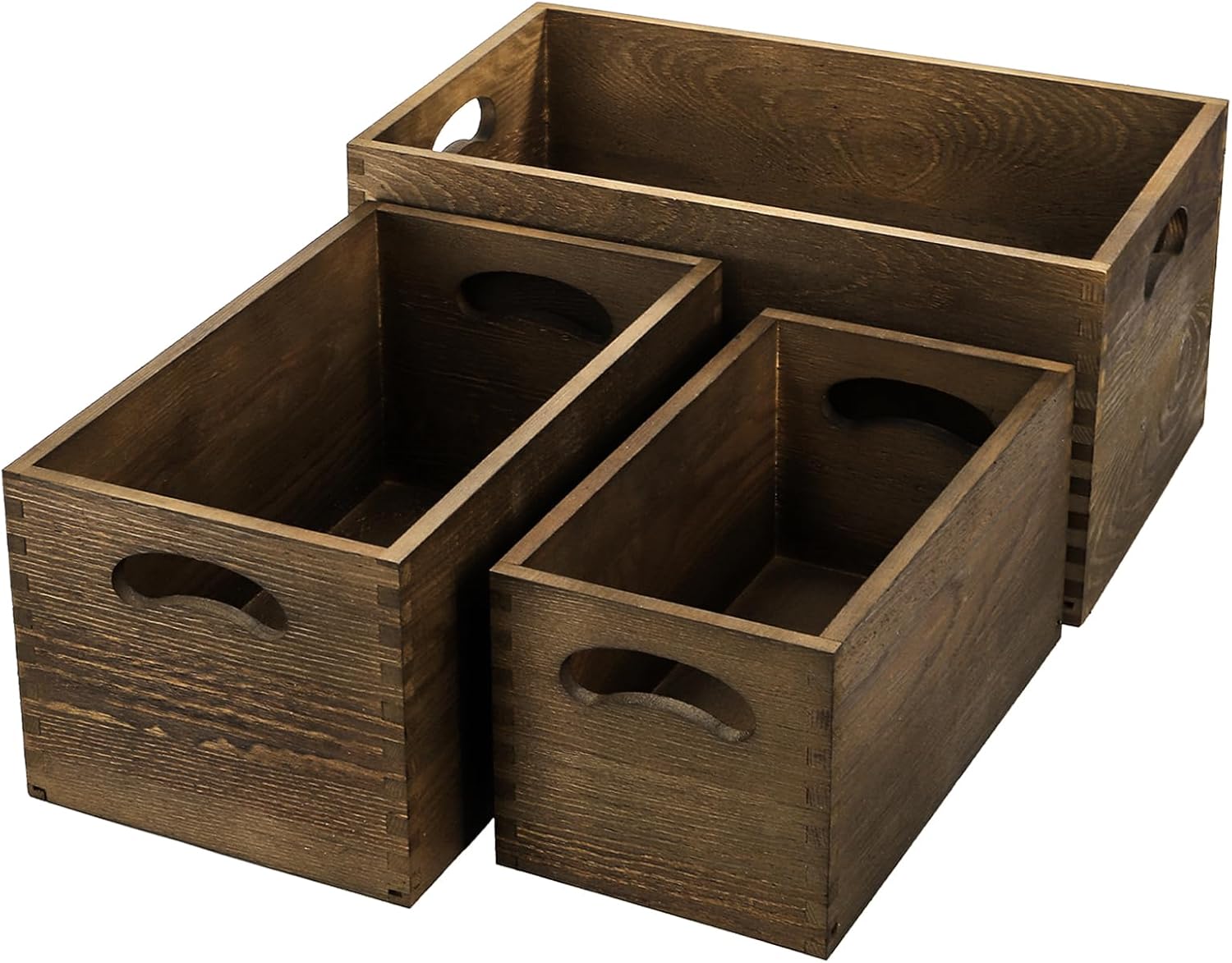 Set of 3 Nesting Wooden Crates - Home Office Box บทวิจารณ์และราคา