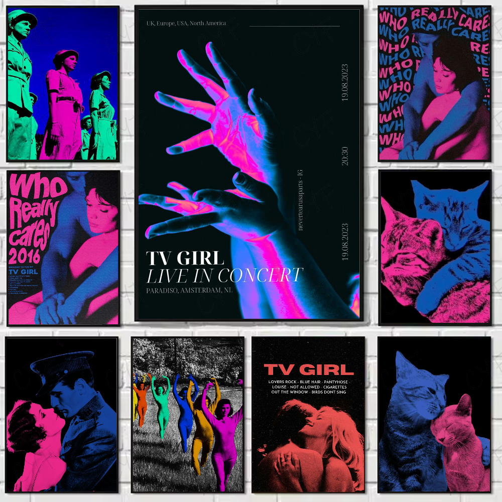 Pink Blue TV Girl Art Poster H - Home Office And Tv Room Ideas บทวิจารณ์และราคา