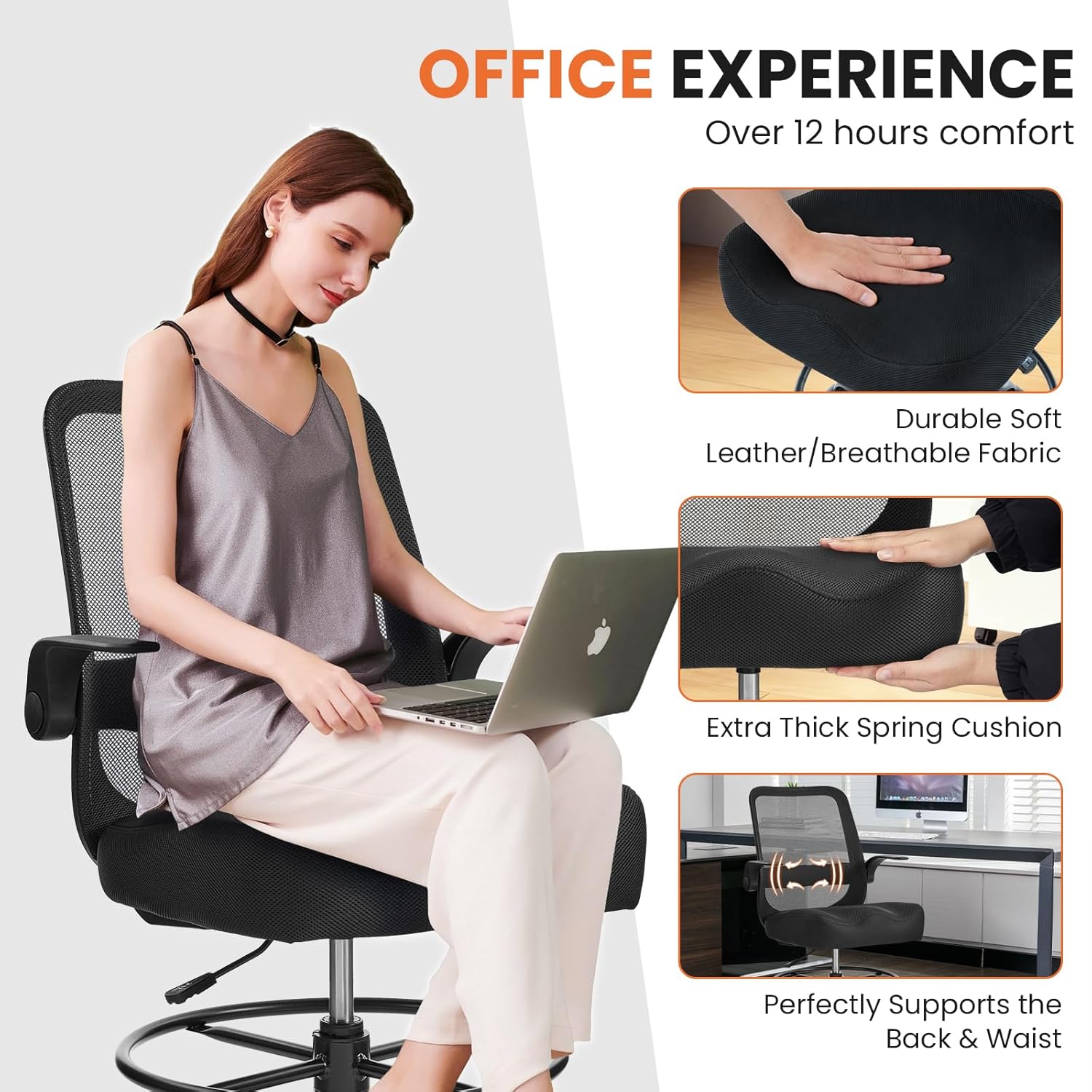 Drafting Chair 500LBS – Tall O - Ergonomic Office Chair บทวิจารณ์และราคา