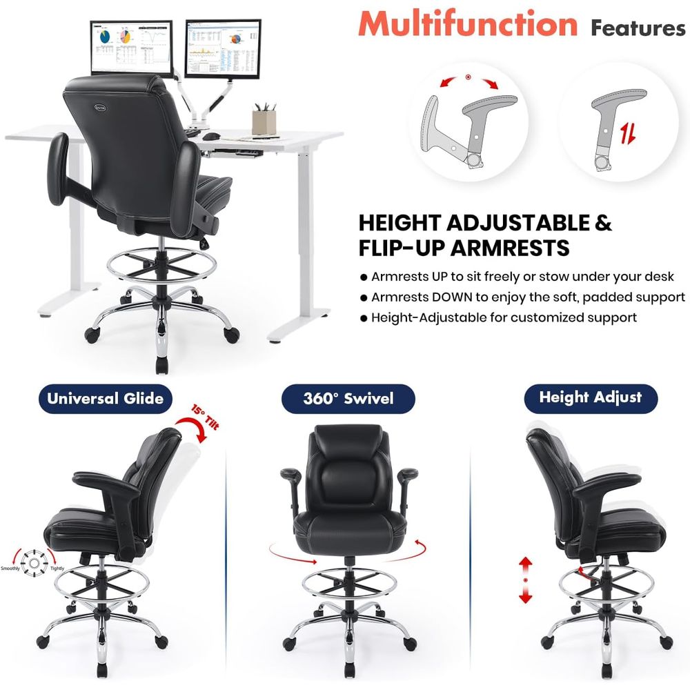 Luxury Ergonomic Leather Adjus - Ergonomic Office Chair บทวิจารณ์และราคา